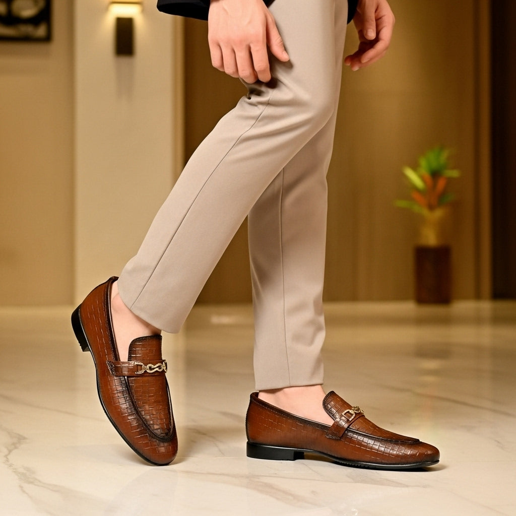 Croc Pattern Pure Leather Loafer | With Comfortable Sole and Padding